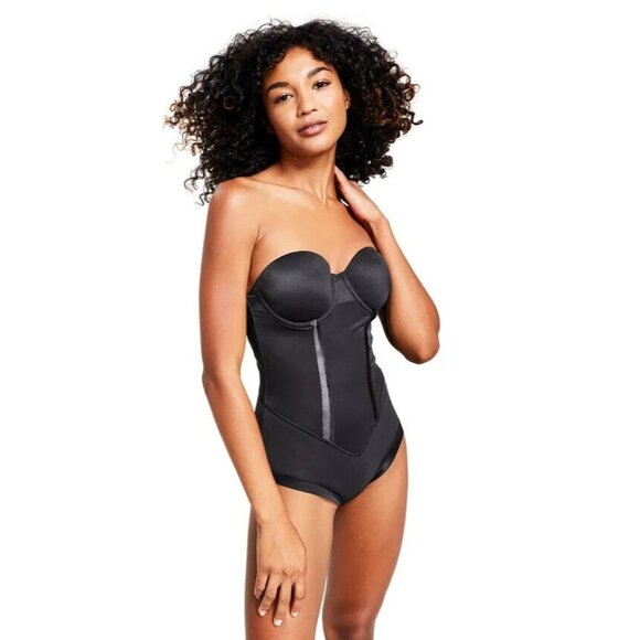 Maidenform Flexees Black Easy Up Firm Control Wired Bodysuit, US 40DD - Picture 3 of 9